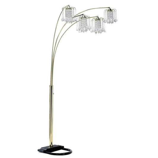 84" Gold Four Light Tree Floor Lamp With Clear Glass Novelty Shade HomeRoots