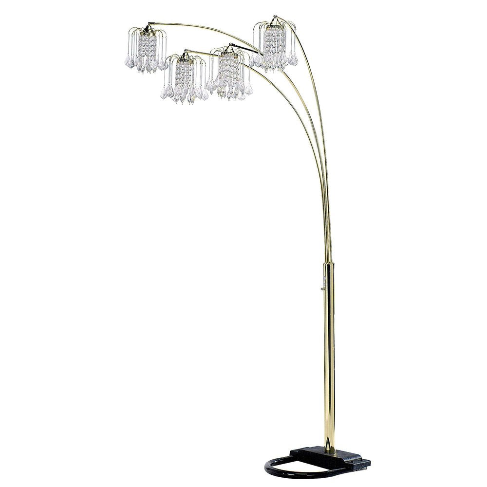 84" Gold Four Light Tree Floor Lamp With Clear Glass Novelty Shade — view 2