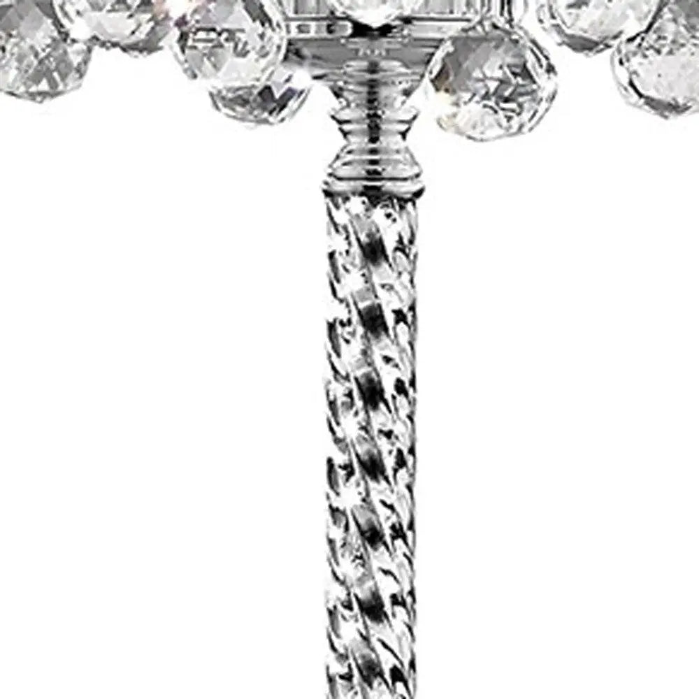 63" Silver Three Light Candelabra Floor Lamp With White Fabric Drum Shade HomeRoots