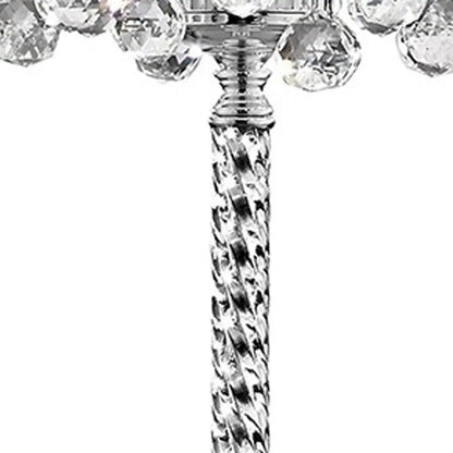 63" Silver Three Light Candelabra Floor Lamp With White Fabric Drum Shade HomeRoots