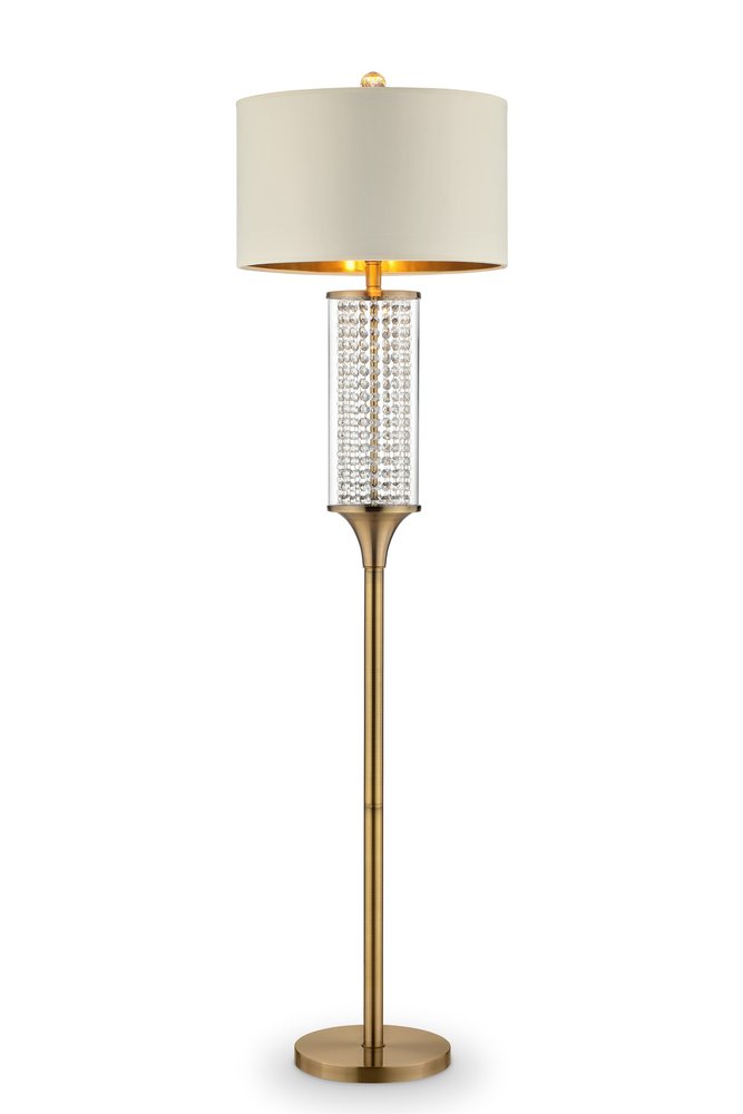 62" Gold Column Floor Lamp With Off White Metal Drum Shade HomeRoots