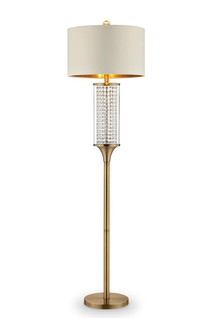 62" Gold Column Floor Lamp With Off White Metal Drum Shade HomeRoots