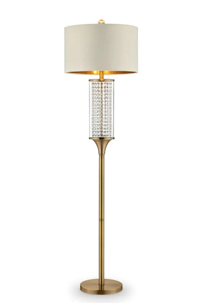 62" Gold Column Floor Lamp With Off White Metal Drum Shade HomeRoots