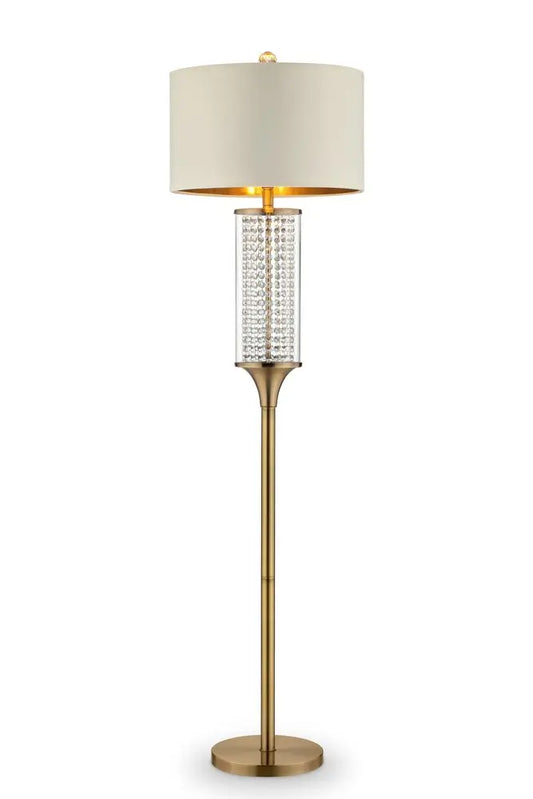 62" Gold Column Floor Lamp With Off White Metal Drum Shade HomeRoots
