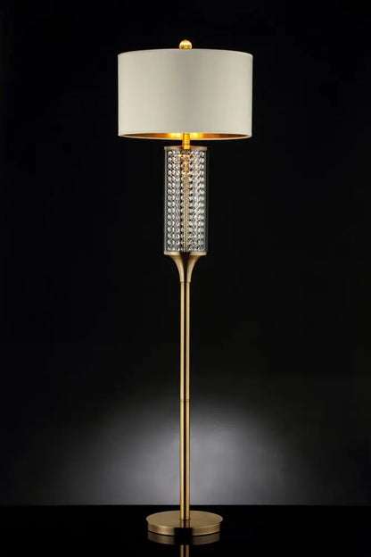 62" Gold Column Floor Lamp With Off White Metal Drum Shade HomeRoots