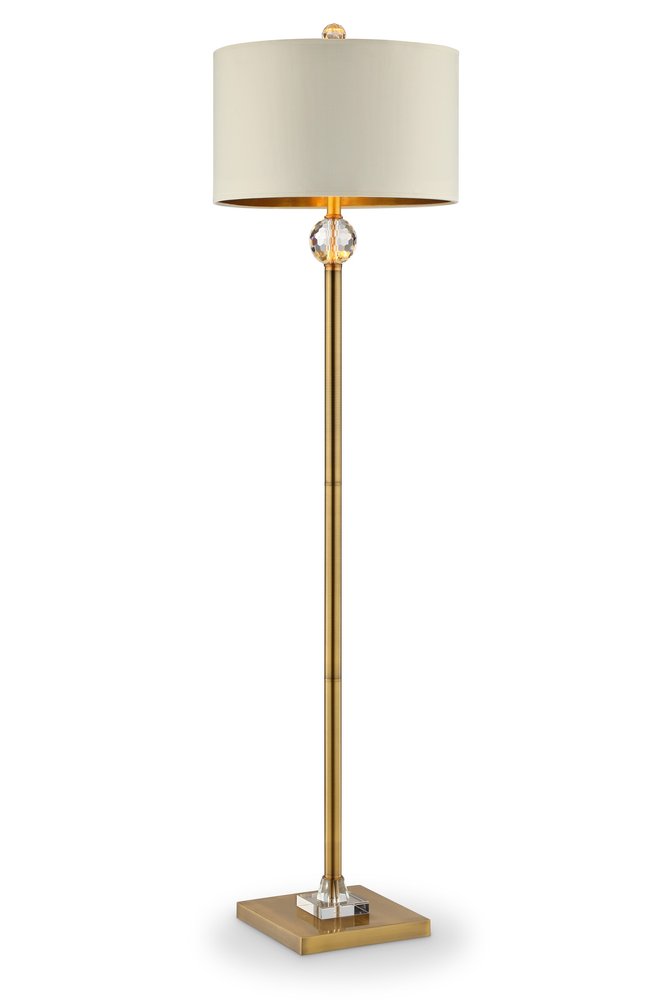 63" Gold Column Floor Lamp With Off White Metal Drum Shade HomeRoots
