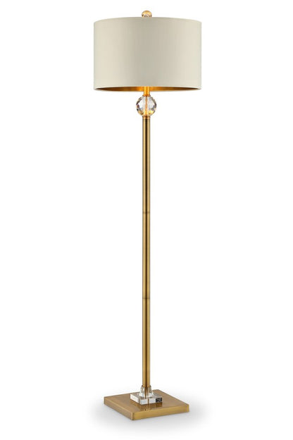 63" Gold Column Floor Lamp With Off White Metal Drum Shade HomeRoots
