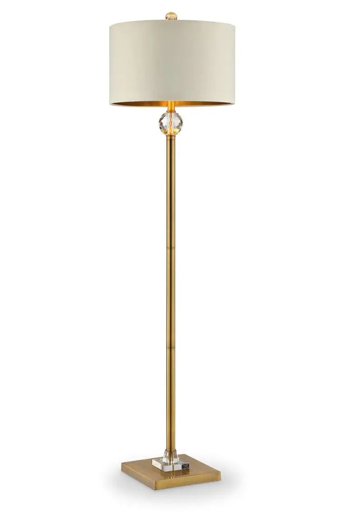 63" Gold Column Floor Lamp With Off White Metal Drum Shade HomeRoots