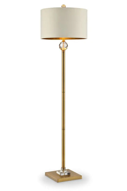 63" Gold Column Floor Lamp With Off White Metal Drum Shade HomeRoots