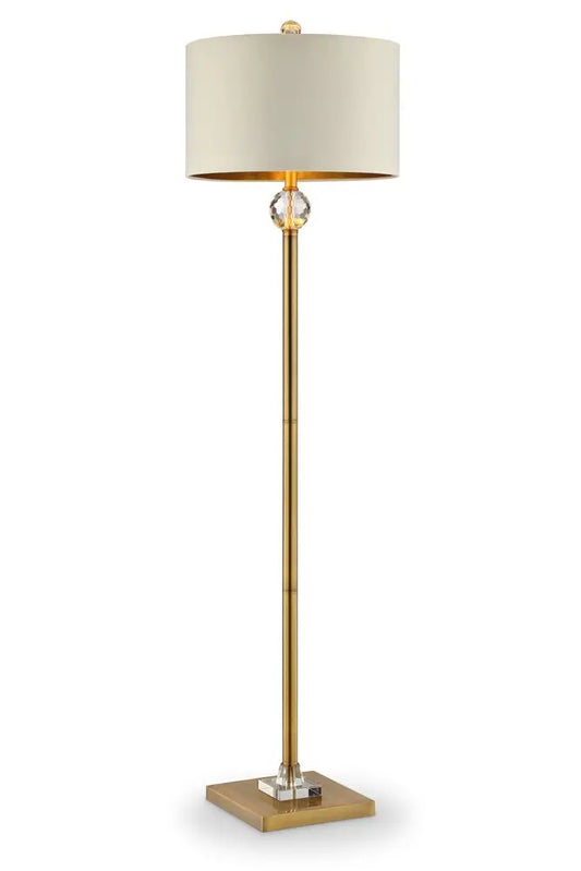 63" Gold Column Floor Lamp With Off White Metal Drum Shade HomeRoots