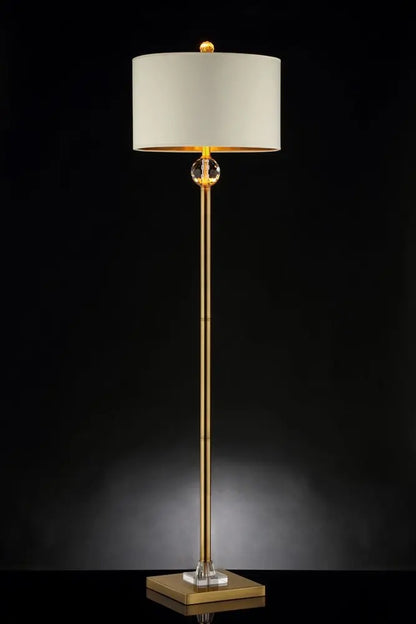 63" Gold Column Floor Lamp With Off White Metal Drum Shade HomeRoots