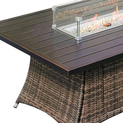 Brown Wicker Outdoor Patio Gas Fire Pit Table HomeRoots