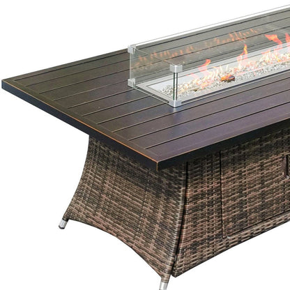 Brown Wicker Outdoor Patio Gas Fire Pit Table HomeRoots