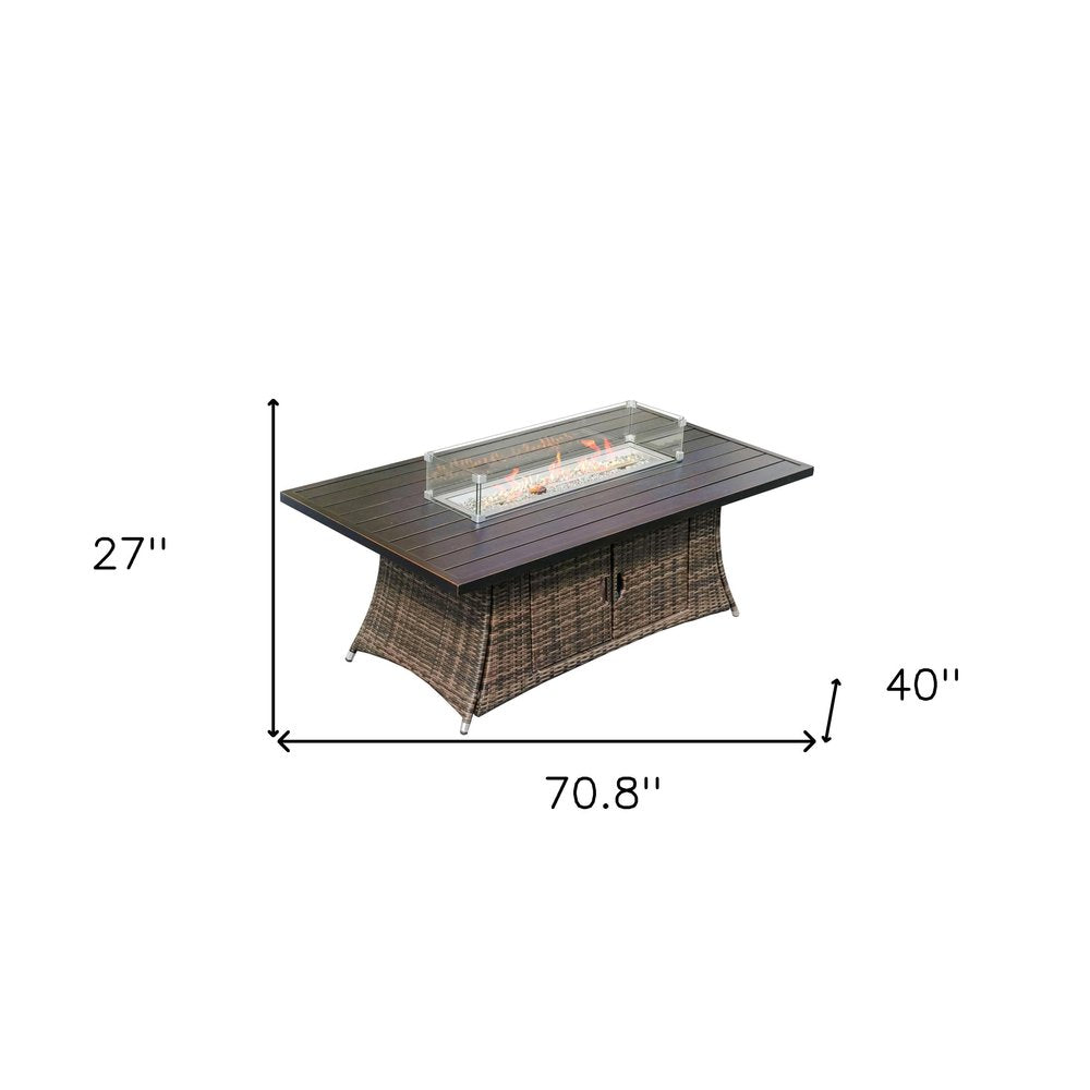 Brown Wicker Outdoor Patio Gas Fire Pit Table HomeRoots