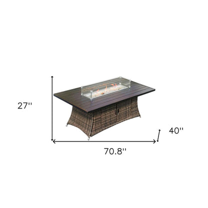 Brown Wicker Outdoor Patio Gas Fire Pit Table HomeRoots