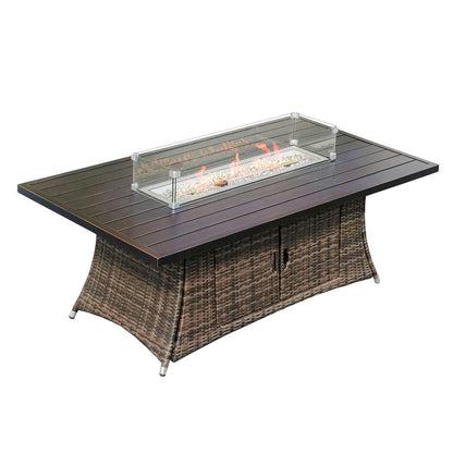 Brown Wicker Outdoor Patio Gas Fire Pit Table HomeRoots