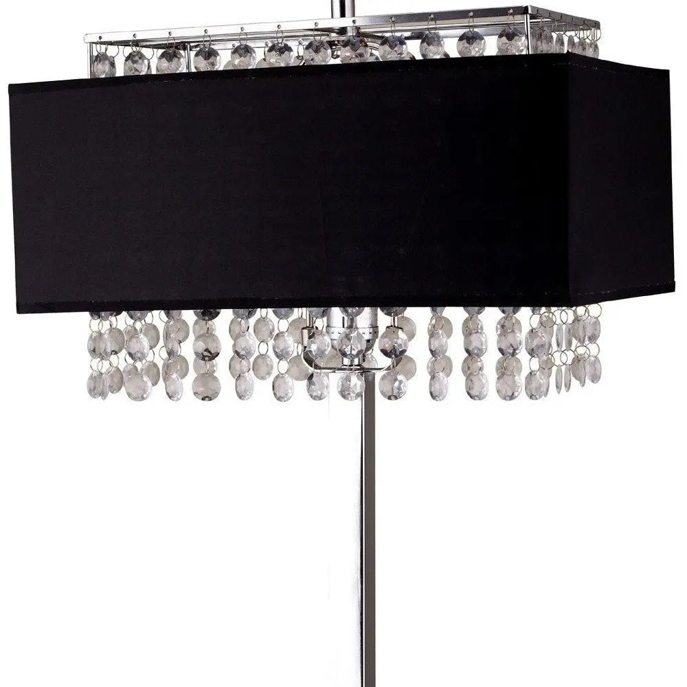 Bling Glam Black and Faux Crystal Rectangular Table Lamp HomeRoots