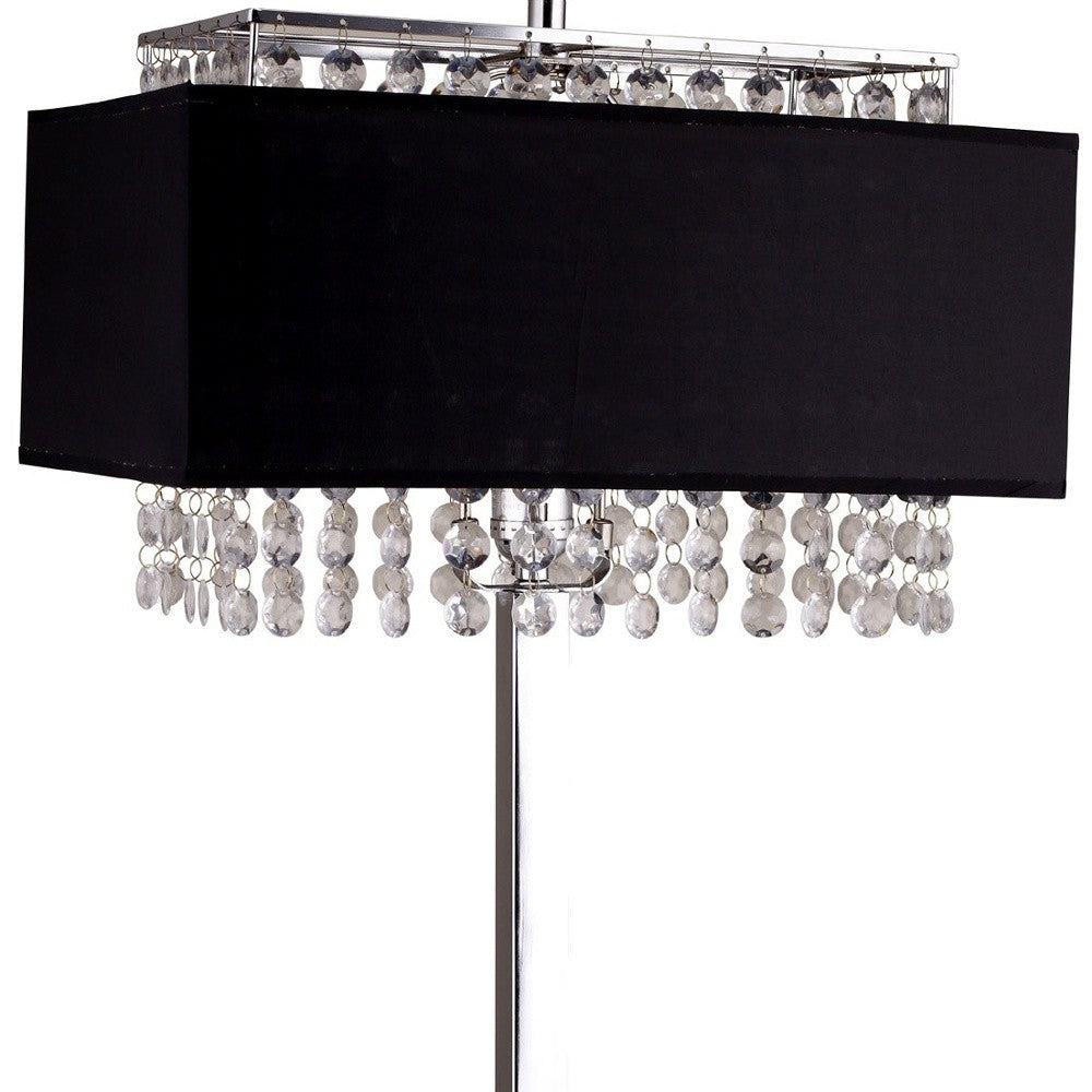 Bling Glam Black and Faux Crystal Rectangular Table Lamp