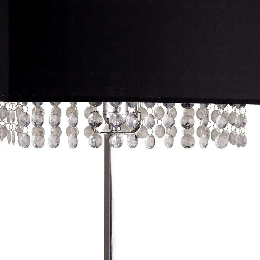 Bling Glam Black and Faux Crystal Rectangular Table Lamp HomeRoots