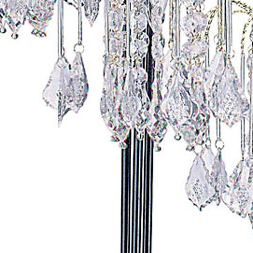 34" Black Metal Three Light Chandelier Table Lamp HomeRoots