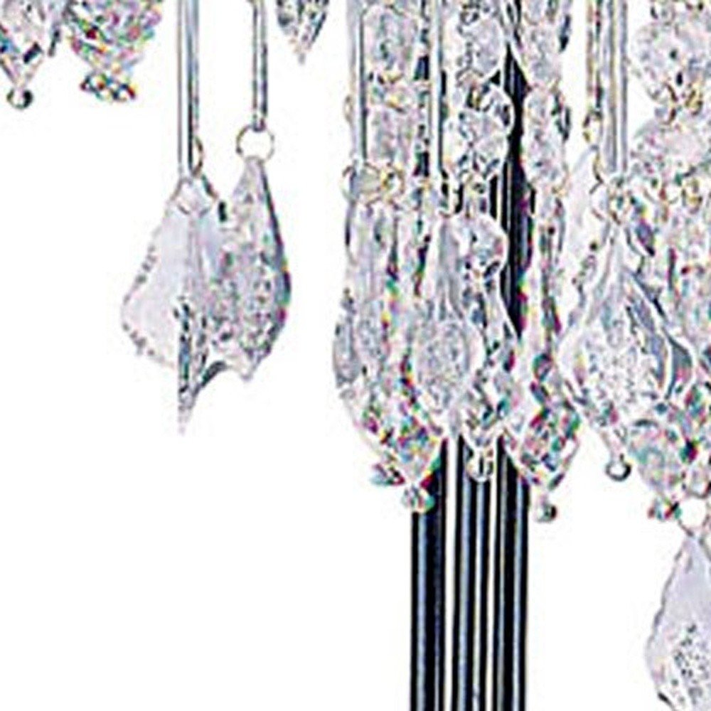 34" Black Metal Three Light Chandelier Table Lamp HomeRoots