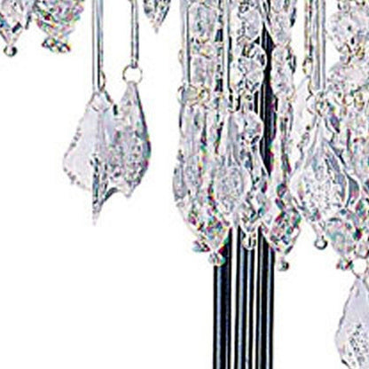 34" Black Metal Three Light Chandelier Table Lamp HomeRoots