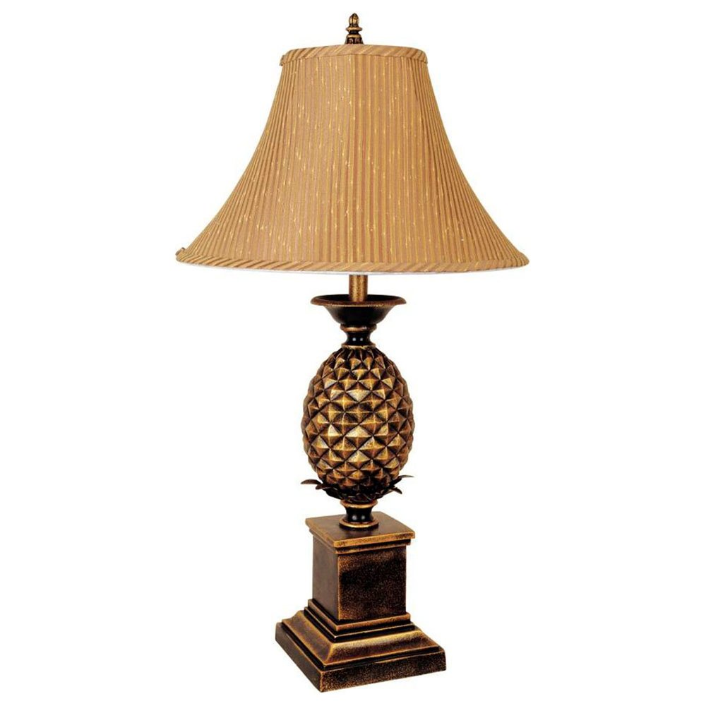 32" Gold Metal Pineapple Table Lamp With Gold Classic Empire Shade — view 1