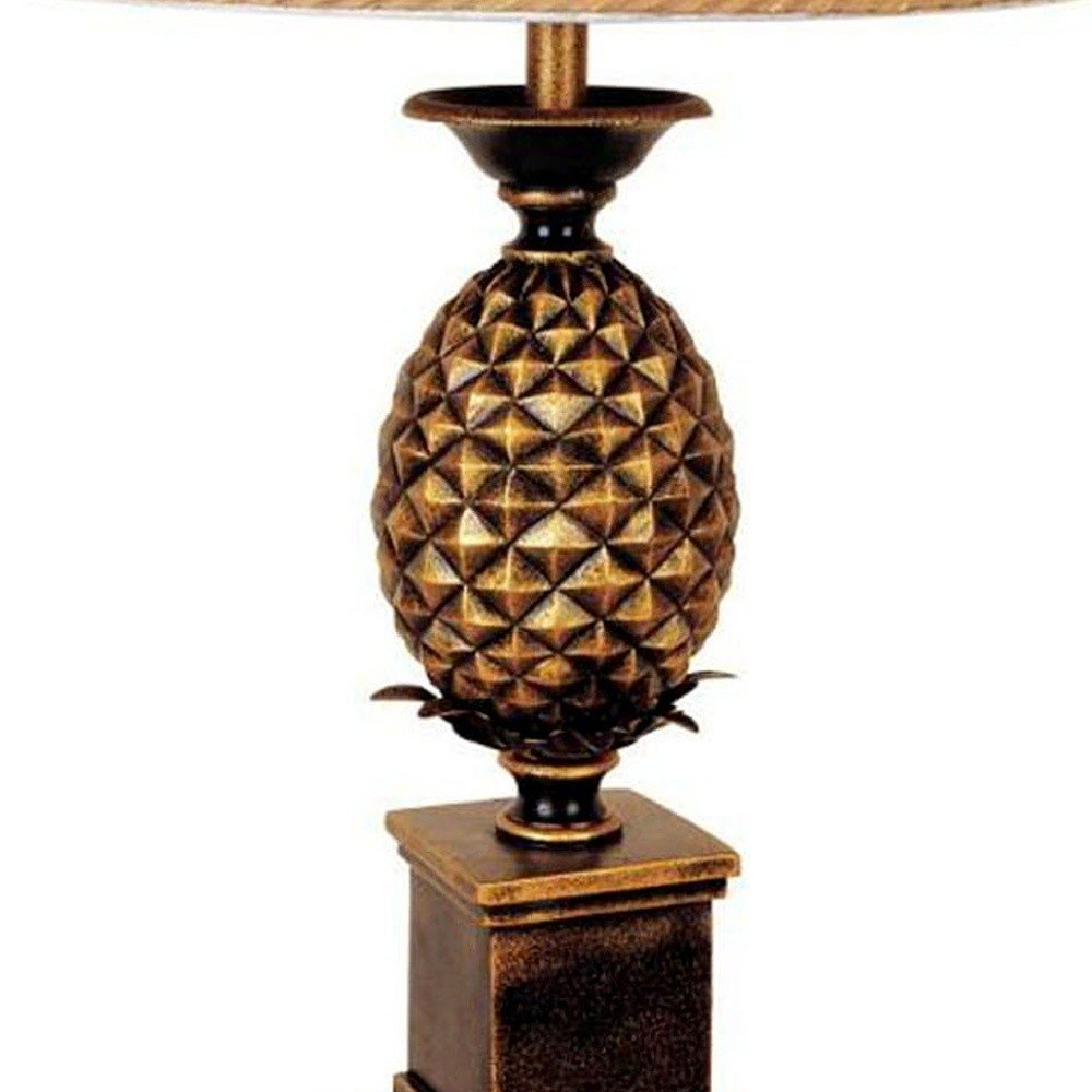 32" Gold Metal Pineapple Table Lamp With Gold Classic Empire Shade — view 3