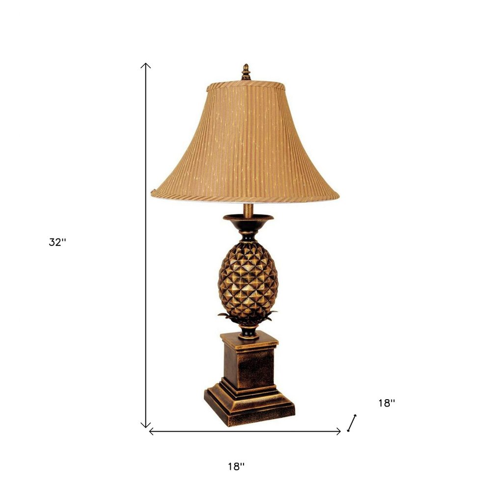 32" Gold Metal Pineapple Table Lamp With Gold Classic Empire Shade — view 5