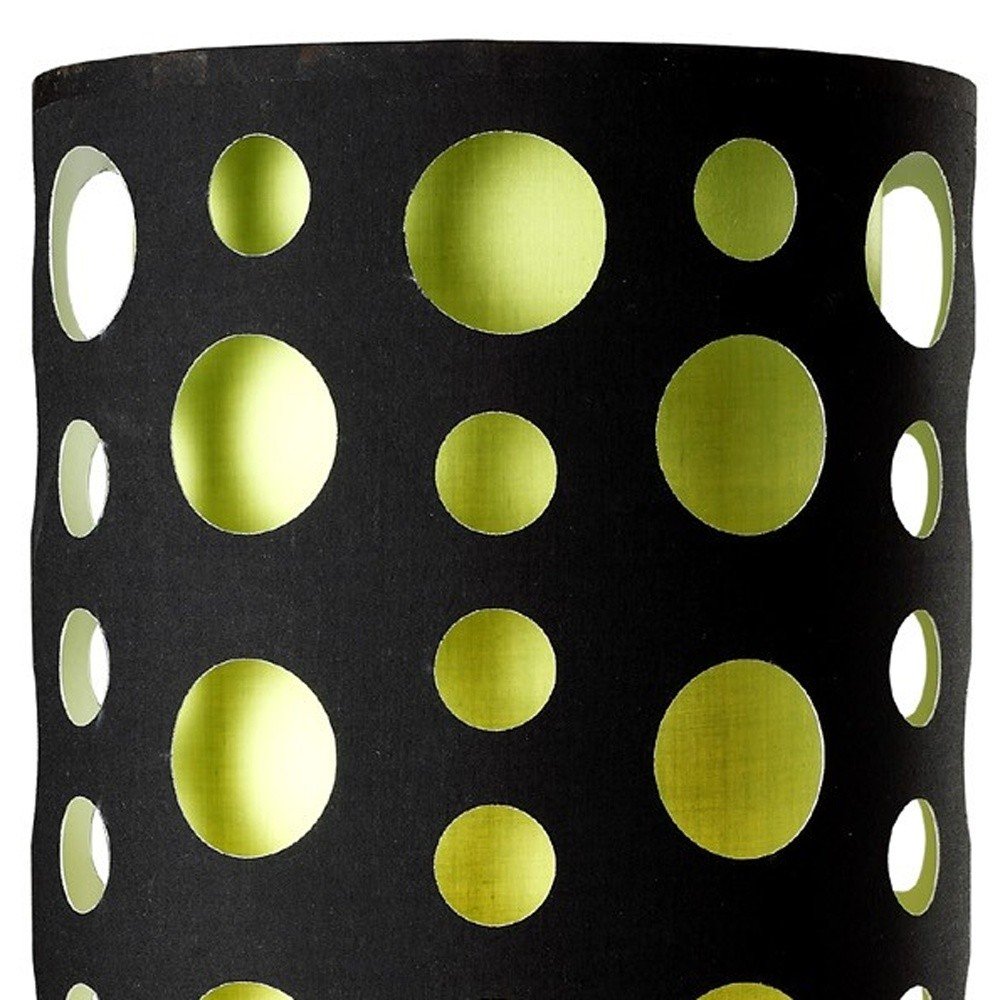 33" Silver Metal Mod Table Lamp With Black And Green Drum Shade — view 3