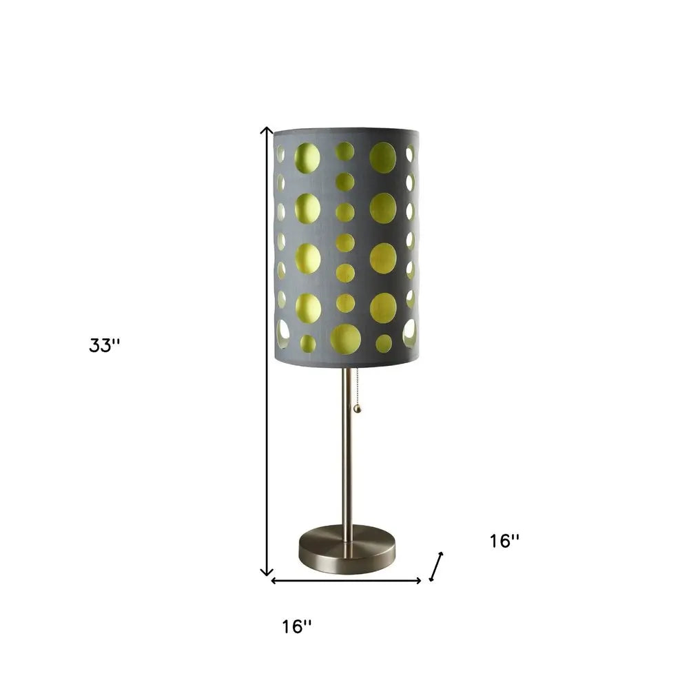 33" Gray and Green Mod Dot Novelty Table Lamp HomeRoots