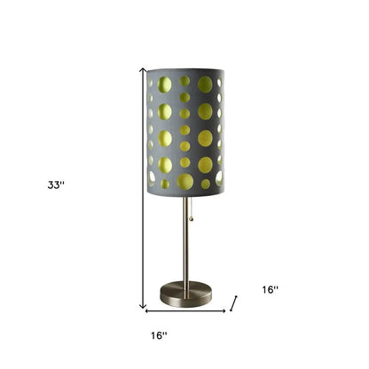 33" Gray and Green Mod Dot Novelty Table Lamp HomeRoots