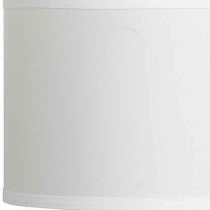 19" Silver Bedside Table Lamp With White Drum Shade HomeRoots