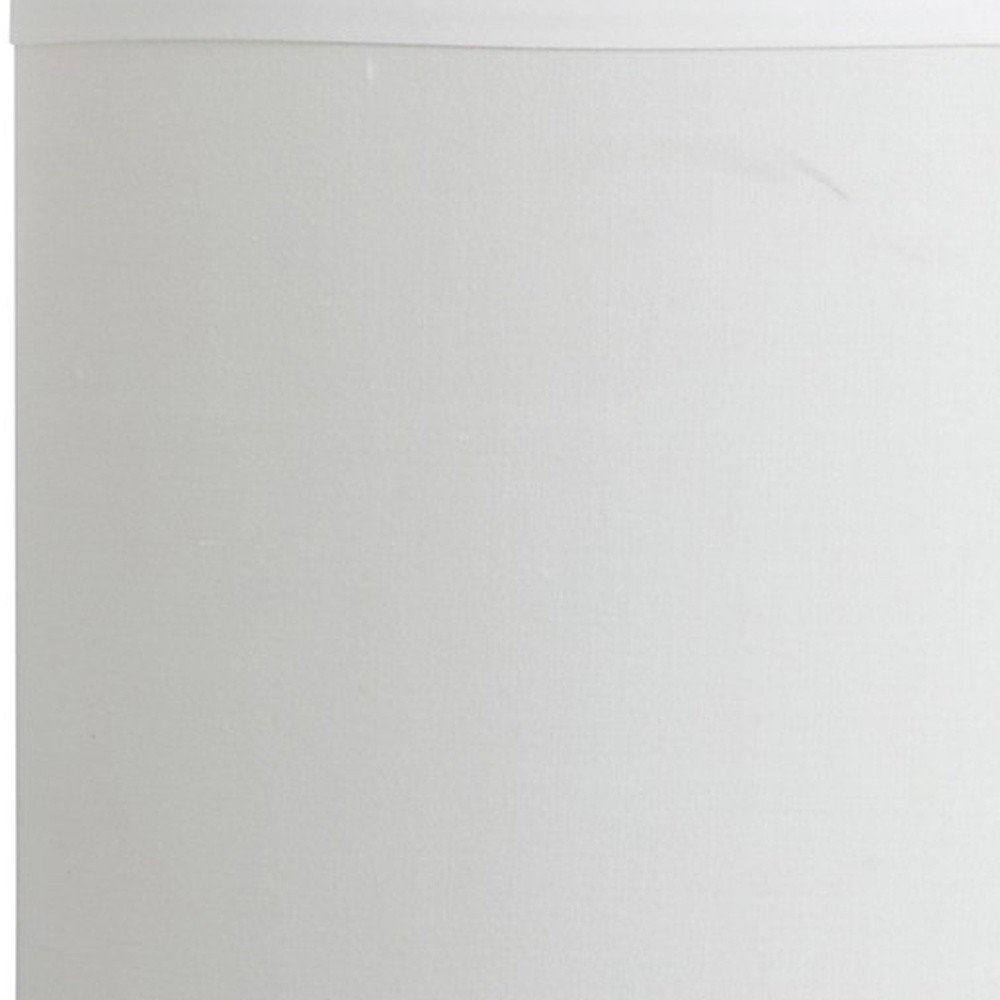 19" Silver Bedside Table Lamp With White Drum Shade HomeRoots