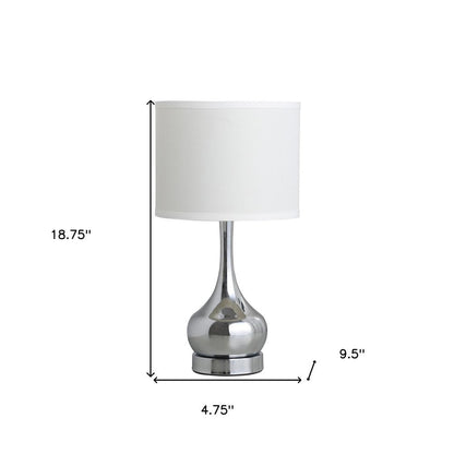 19" Silver Bedside Table Lamp With White Drum Shade HomeRoots