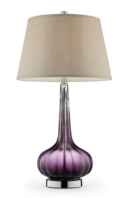 30" Purple Ombre Glass Table Lamp with Beige Shade HomeRoots
