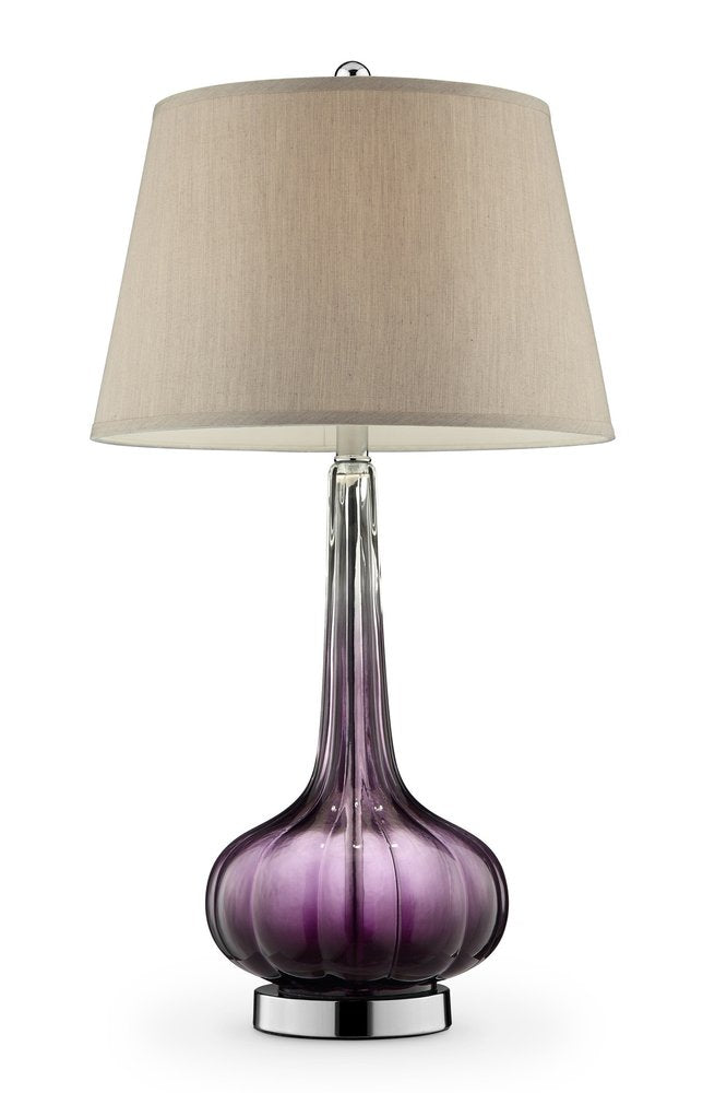 30" Purple Ombre Glass Table Lamp with Beige Shade HomeRoots
