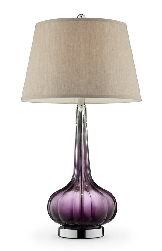 30" Purple Ombre Glass Table Lamp with Beige Shade HomeRoots