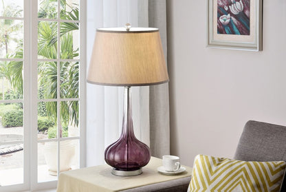 30" Purple Ombre Glass Table Lamp with Beige Shade HomeRoots