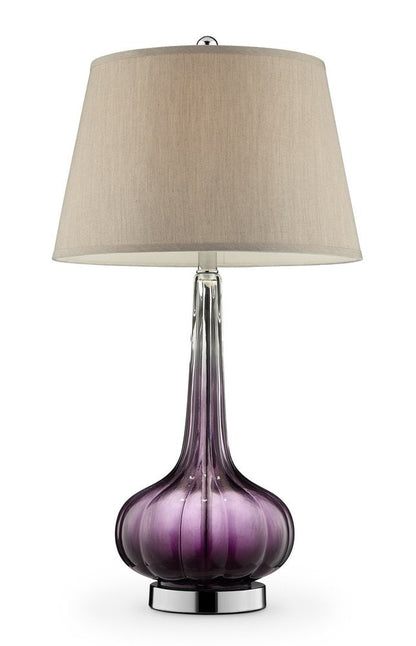 30" Purple Ombre Glass Table Lamp with Beige Shade HomeRoots