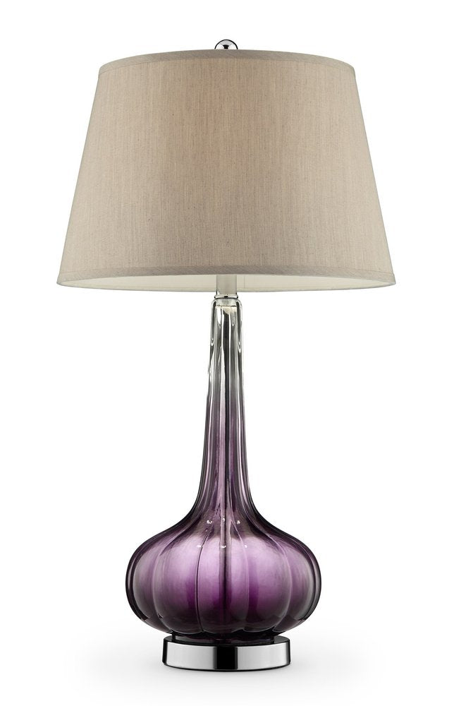 30" Purple Ombre Glass Table Lamp with Beige Shade HomeRoots