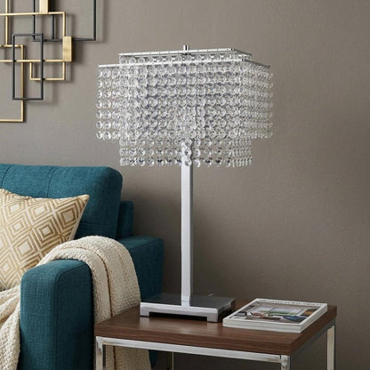 Bling Glam Faux Crystal Rectangular Table Lamp HomeRoots