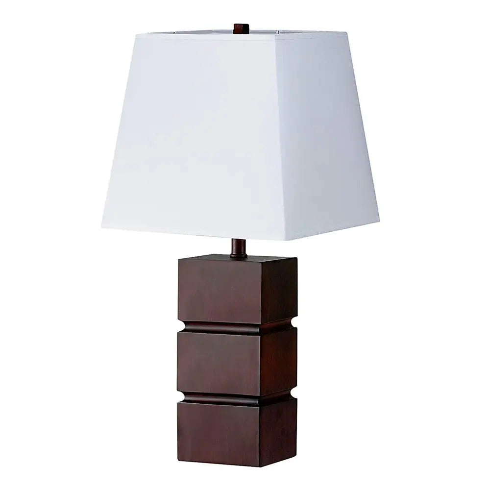 27" Brown Bedside Table Lamp With White Shade HomeRoots