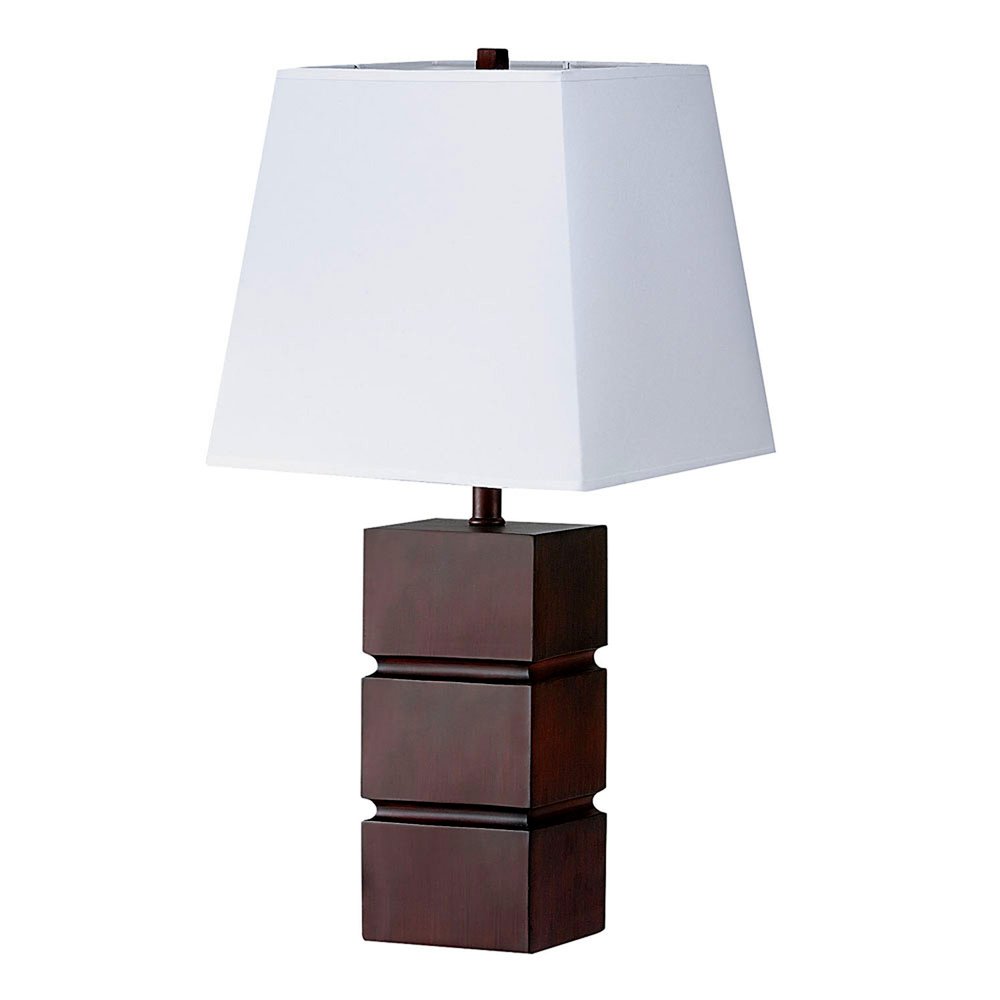 27" Brown Bedside Table Lamp With White Shade — view 1