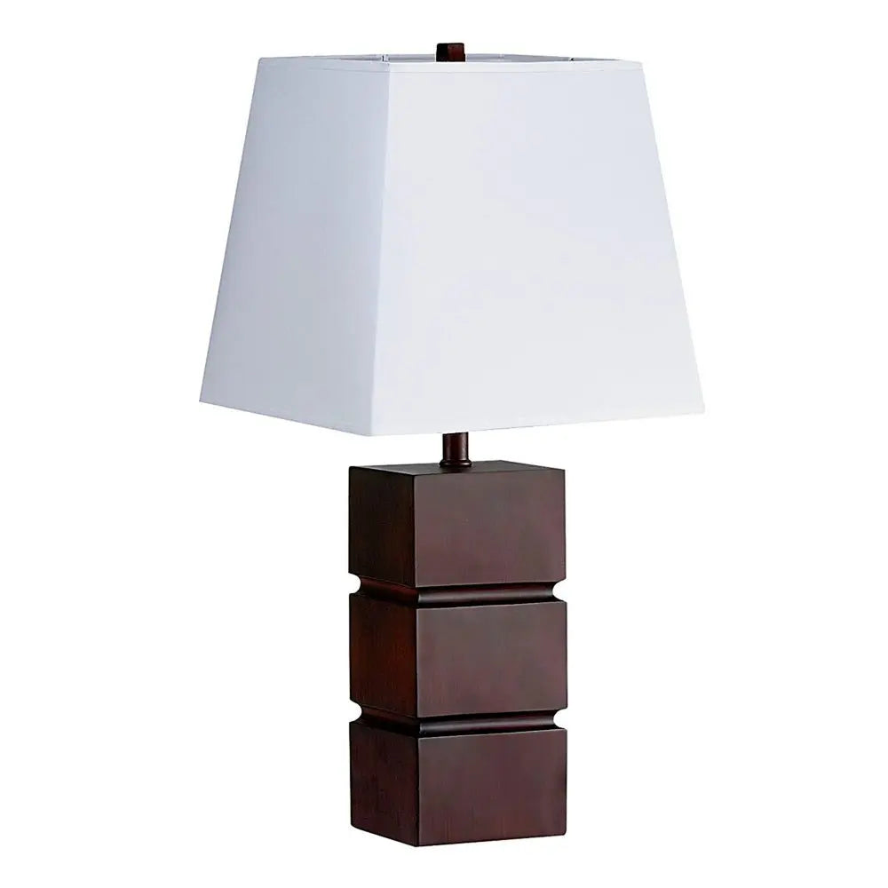 27" Brown Bedside Table Lamp With White Shade HomeRoots