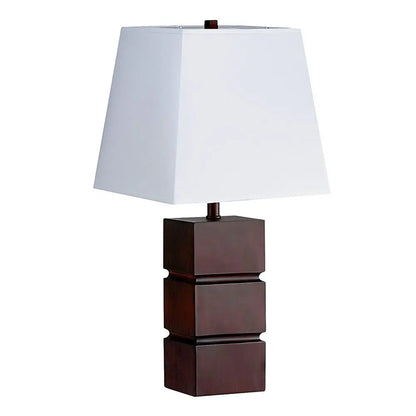 27" Brown Bedside Table Lamp With White Shade HomeRoots