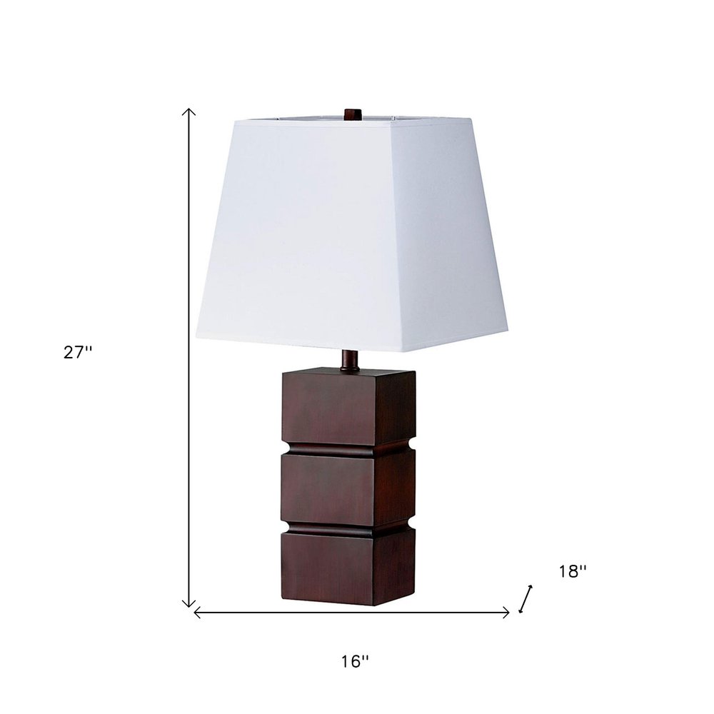 27" Brown Bedside Table Lamp With White Shade — view 5