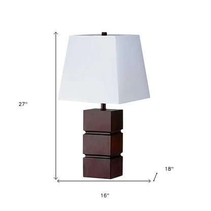 27" Brown Bedside Table Lamp With White Shade HomeRoots