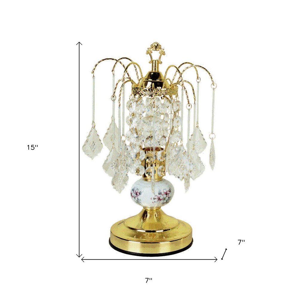 15" Gold Ceramic Bedside Table Lamp HomeRoots
