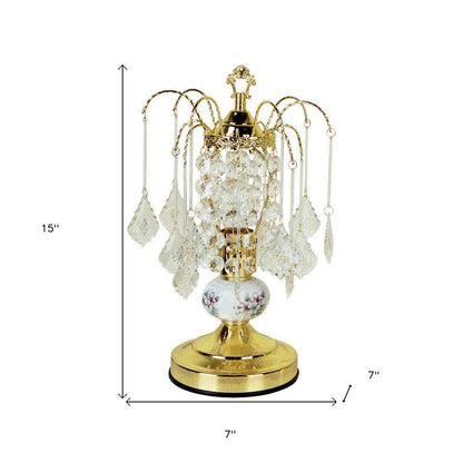 15" Gold Ceramic Bedside Table Lamp HomeRoots